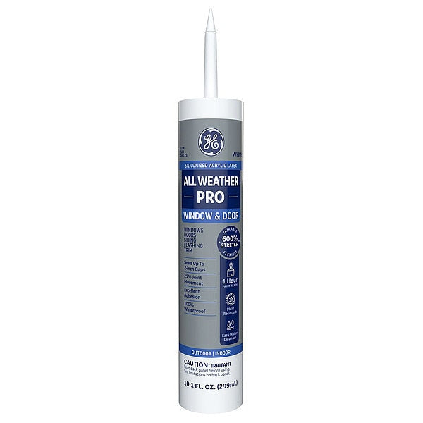 Window & Door Caulk, 10.1 oz, Cartridge, White, Siliconized Acrylic Base
