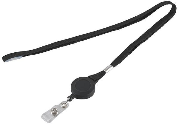 Flat Neck Cord and Reel, Black