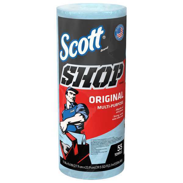 Shop Paper Towel Roll, 11 in x 10.4 in Sheet, 55 Sheets/Roll, Multi-Purpose, Blue, 12 Pack