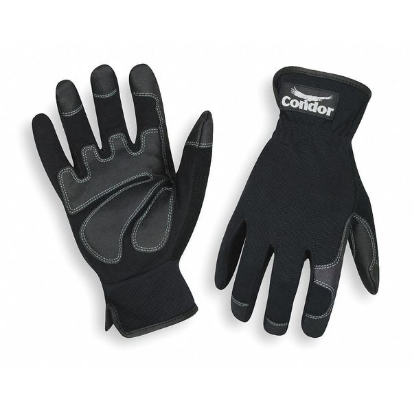 Mechanics Gloves, S, Black, Spandex, Spandex/Nylon