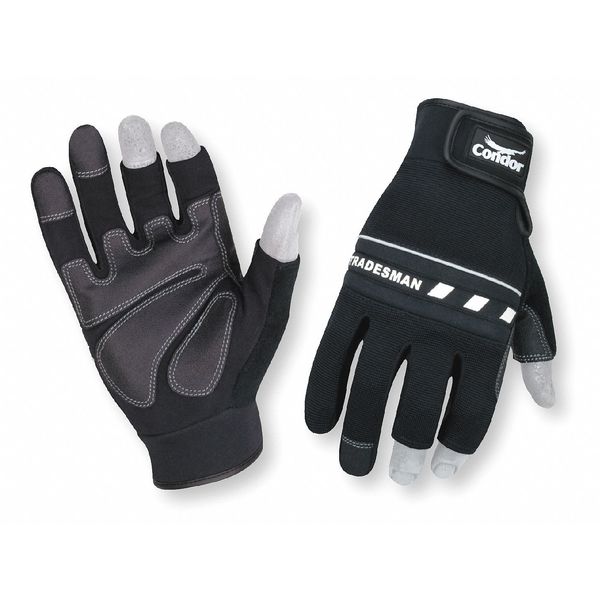 Mechanics Gloves, 2XL, Black, Spandex, Neoprene