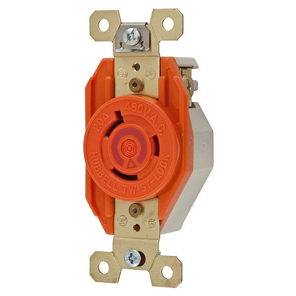 20A Isolated Ground Locking Receptacle 2P 3W 480VAC