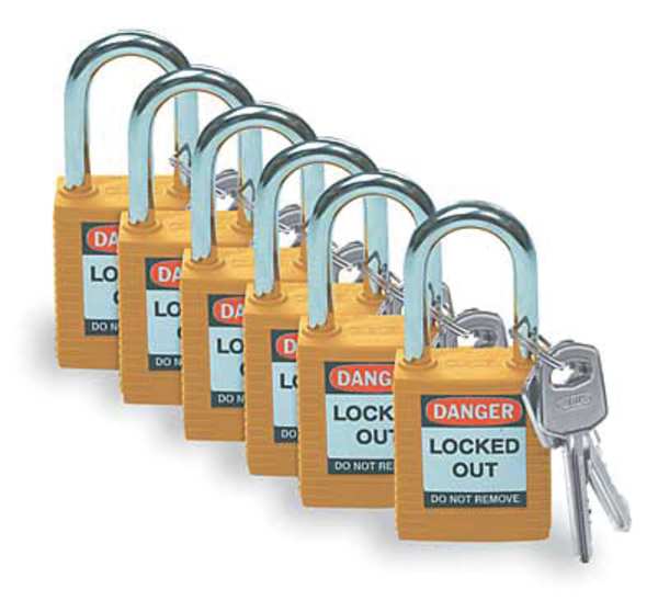 Lockout Padlock, KD, Yellow, 1-3/4