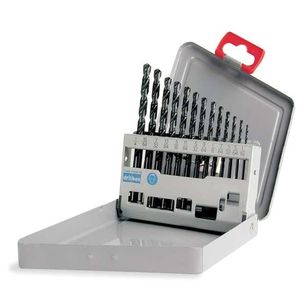 13PC 135Â° Heavy-Duty Jobber Length Drill Set Cle-Line 1801 Steam Oxide HSS RHS/RHC 1/16-1/4x1/64
