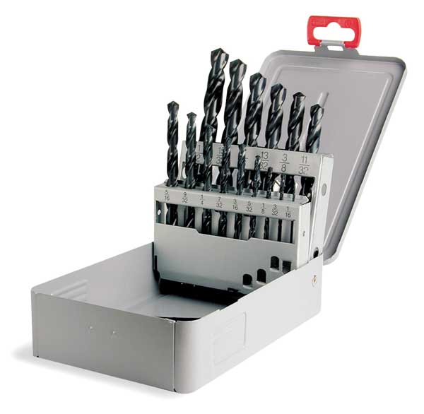 15PC 118Â° General Purpose Jobber Lngth Drill Set Cle-Line 1899 Steam Oxide HSS RHS/RHC 1/16-1/2x1/32