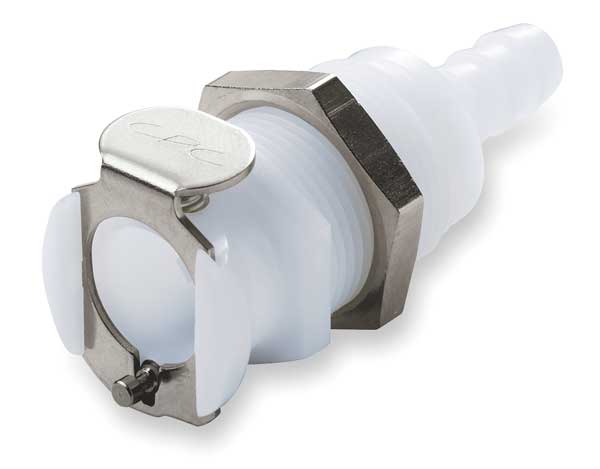 Panel Mount Coupler, Acetal, Barbed, 3/8