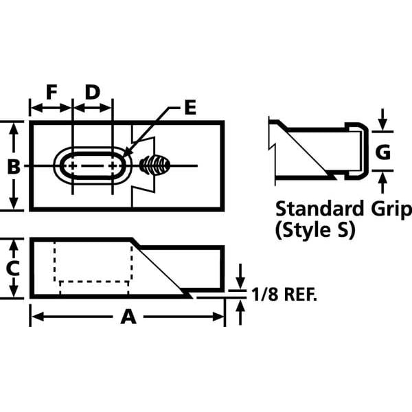 Edge Clamp, Std Grip, 1-1/4, 2-5/16, 5/8, 3/8