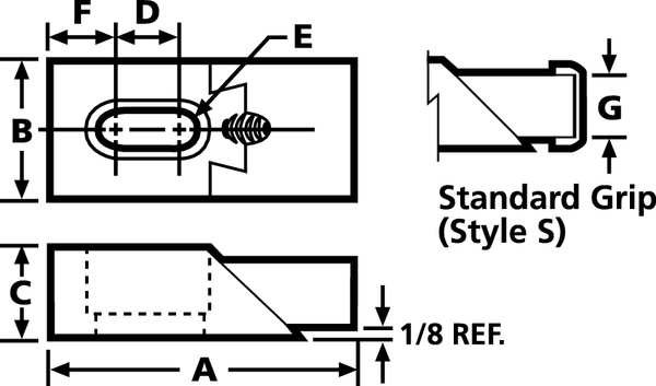 Edge Clamp, Std Grip, 1-1/2, 3-7/8, 7/8, 1/2