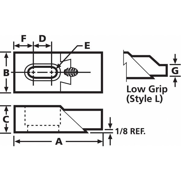 Edge Clamp, Std Grip, 1-1/2, 3-7/8, 7/8, 1/2