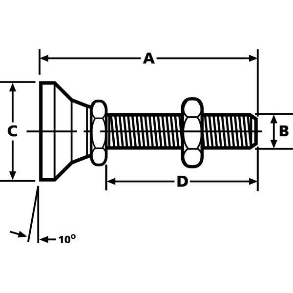 Level Pad, Fixed Stud, 5/8-11, 2-1/2in Base