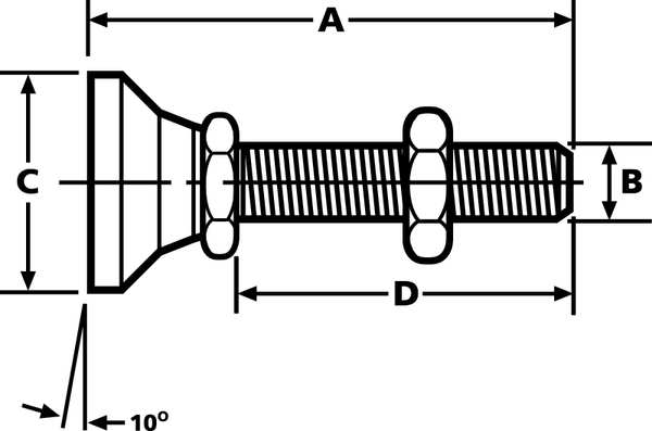Level Pad, Fixed Stud, 3/8-16, 1-1/4in Base