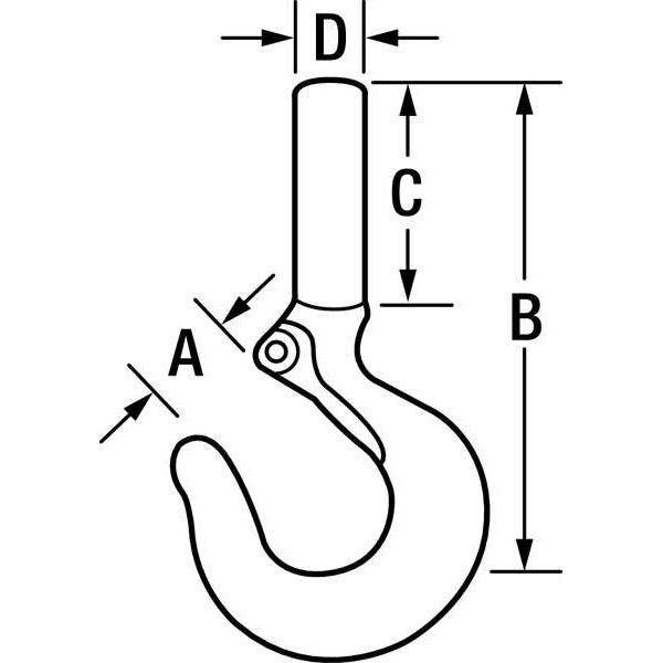 Hook, Alloy Steel, Plain Shank, 10000 lb.