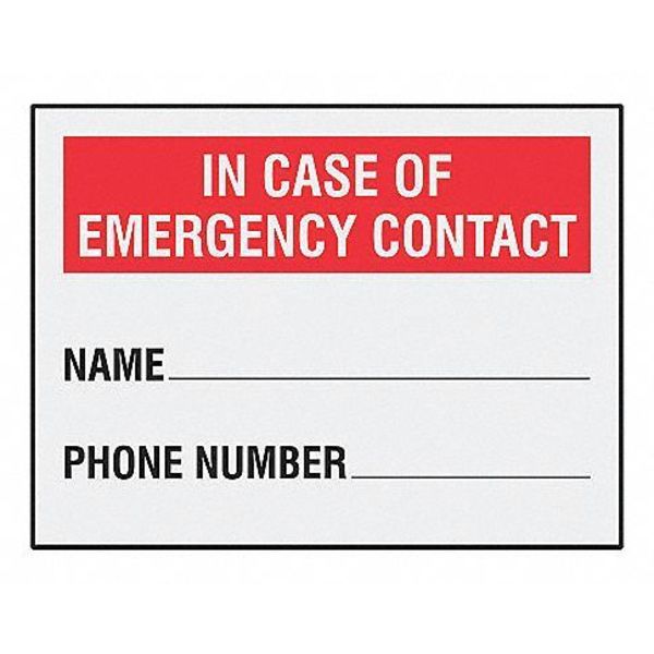 Emergency Label, 3 1/2 in Height, 5 in Width, Reflective Sheeting, Horizontal Rectangle, English