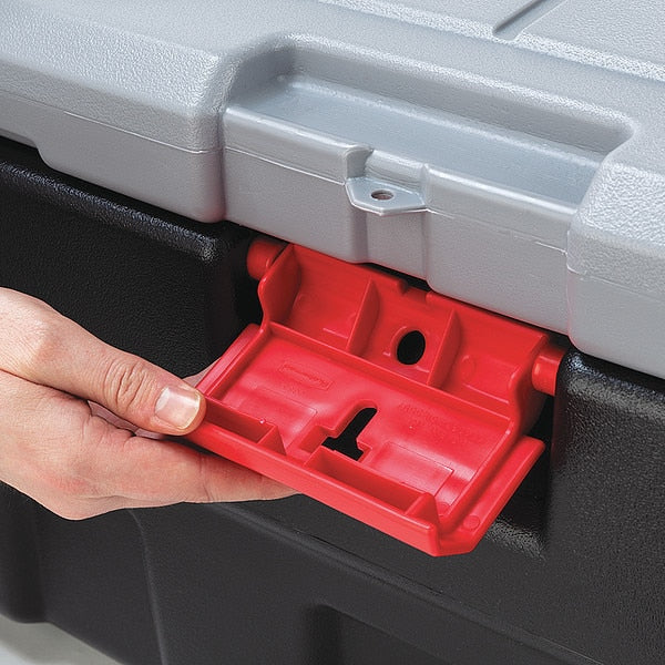 Black/Red Attached Lid Container, Plastic, 26 1/4 in L, 16 15/16 in W, 18 5/8 in H
