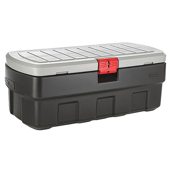 Black/Red Attached Lid Container, Plastic, 43 3/4 in L, 17 1/8 in W, 20 1/2 in H