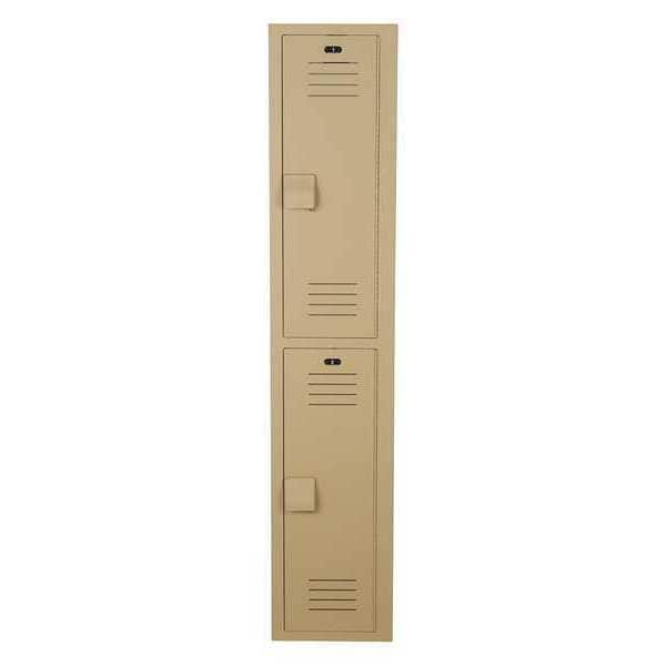 Wardrobe Locker, 12 in W, 15 in D, 72 in H, (1) Wide, (2) Openings, Beige