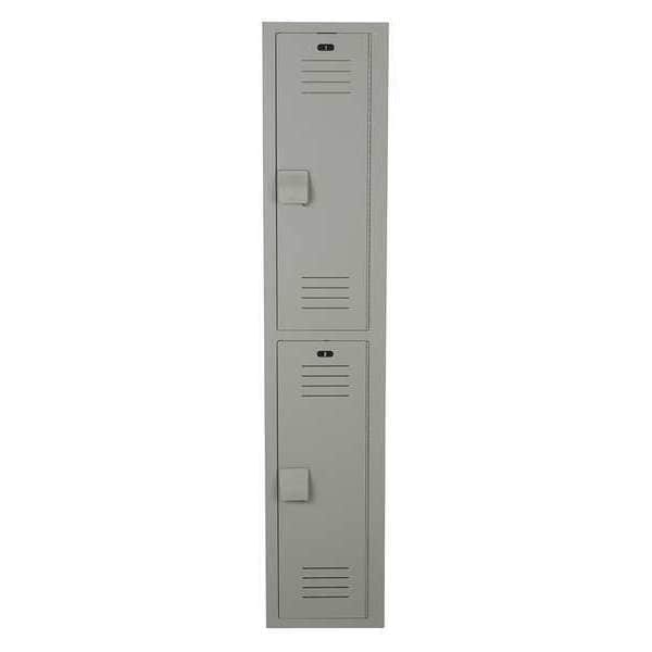 Wardrobe Locker, 12 in W, 18 in D, 60 in H, (1) Wide, (2) Openings, Gray