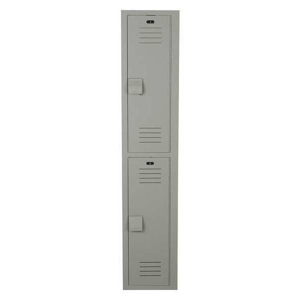 Wardrobe Locker, 12 in W, 15 in D, 72 in H, (1) Wide, (2) Openings, Gray