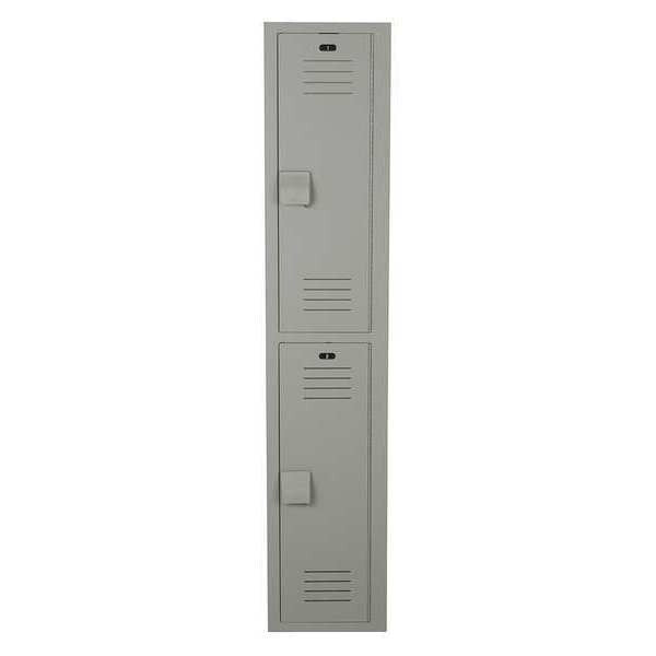 Wardrobe Locker, 15 in W, 18 in D, 72 in H, (1) Wide, (2) Openings, Gray