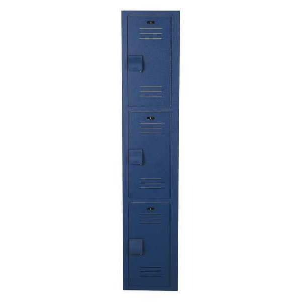 Wardrobe Locker, 12 in W, 18 in D, 60 in H, (1) Wide, (3) Openings, Deep Blue