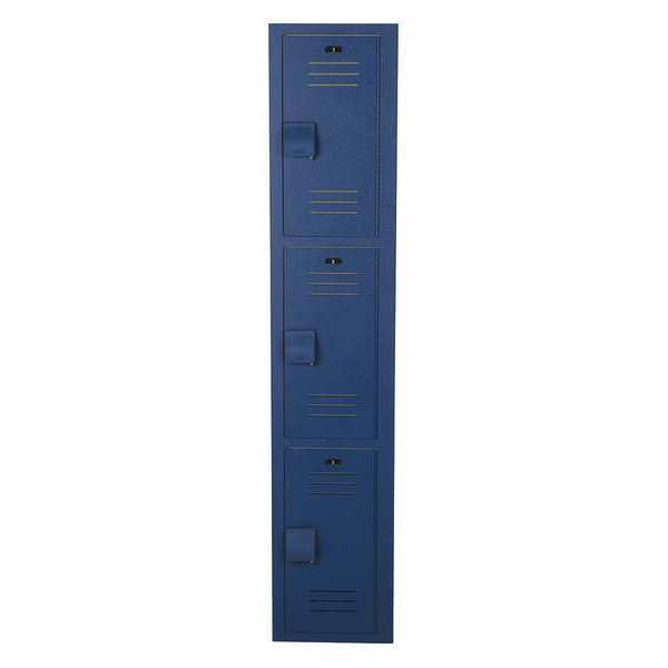 Wardrobe Locker, 12 in W, 12 in D, 60 in H, (1) Wide, (3) Openings, Deep Blue