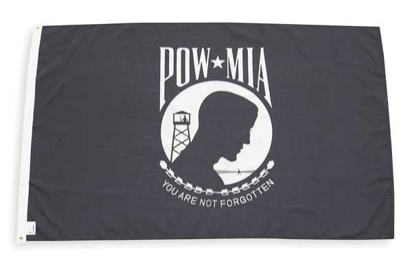 Pow Mia Flag, 3x5 Ft, Nylon, You are not forgotten, Black