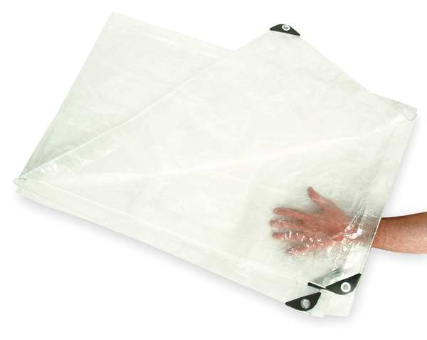 Tarp, 6 x 8 ft, 5.1 mil, Polyethylene, Standard Duty, Transparent