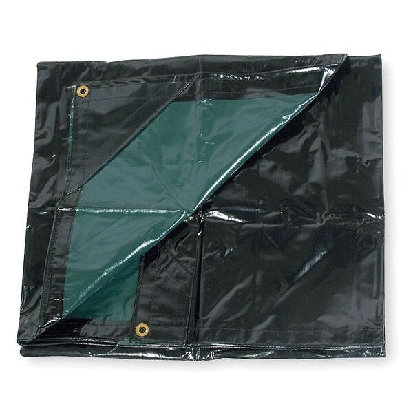 Tarp, 10 x 10 ft, 15 mil, Vinyl, Standard Duty, Black