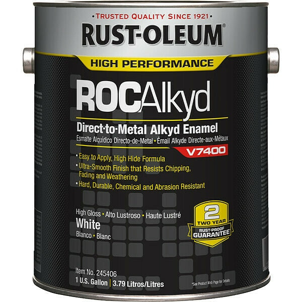 Interior/Exterior Paint, High Gloss, Oil Base, High Gloss White, 1 gal