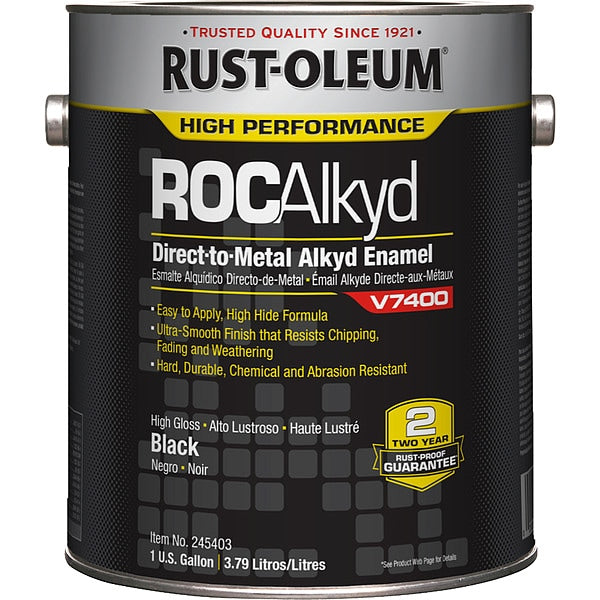 Interior/Exterior Paint, High Gloss, Oil Base, High Gloss Black, 1 gal
