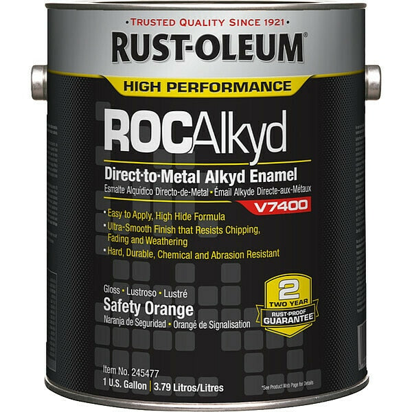 Interior/Exterior Paint, High Gloss, Oil Base, Safety Orange, 1 gal