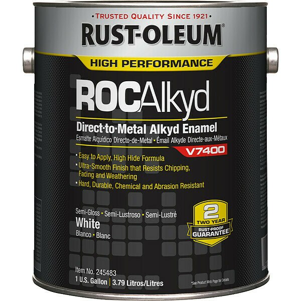 Interior/Exterior Paint, Semi-gloss, Oil Base, White, 1 gal