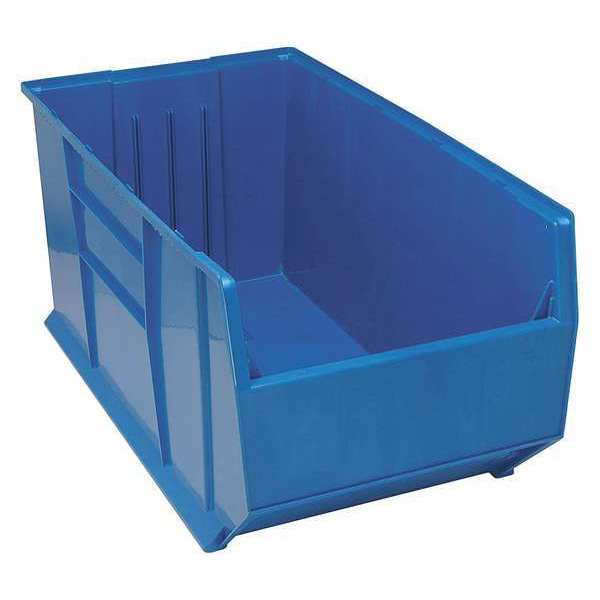 Storage Bin, Blue, Polypropylene, 35 7/8 in L x 19 7/8 in W x 17 1/2 in H, 150 lb Load Capacity