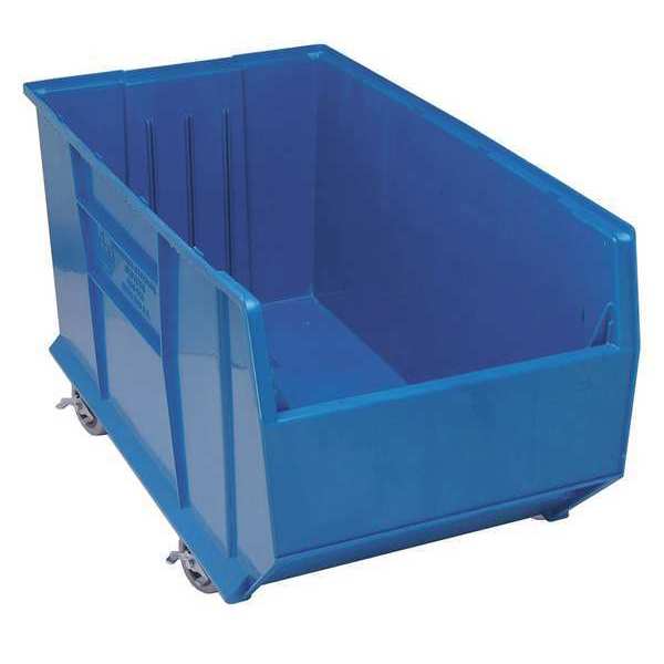 Mobile Storage Bin, Blue, Polypropylene, 35 7/8 in L x 19 7/8 in W x 17 1/2 in H