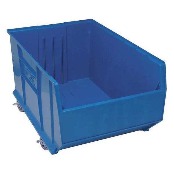 Mobile Storage Bin, Blue, Polypropylene, 35 7/8 in L x 23 7/8 in W x 17 1/2 in H