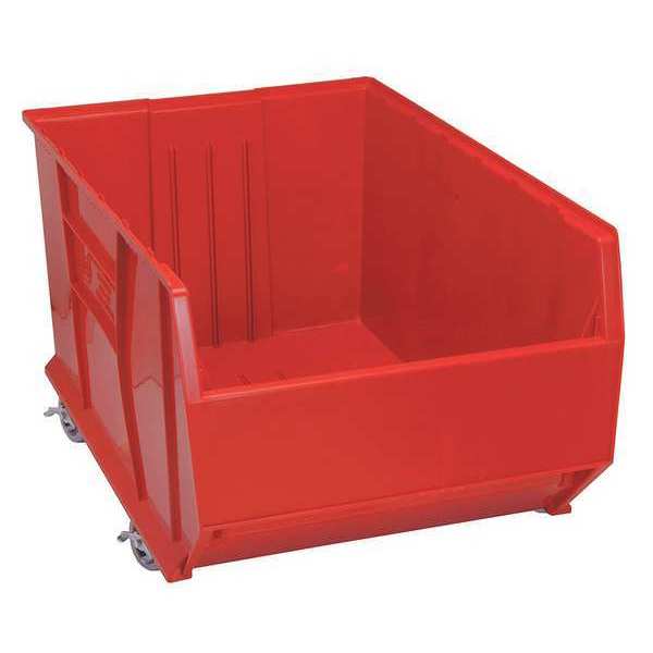 Mobile Storage Bin, Red, Polypropylene, 35 7/8 in L x 23 7/8 in W x 17 1/2 in H