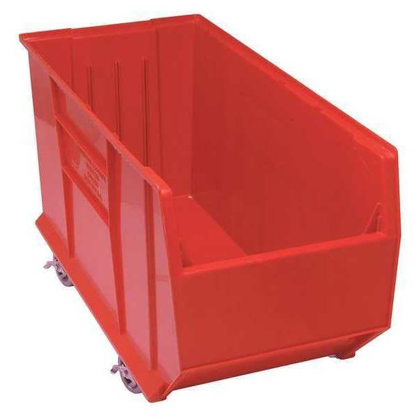 Mobile Storage Bin, Red, Polypropylene, 35 7/8 in L x 16 1/2 in W x 17 1/2 in H