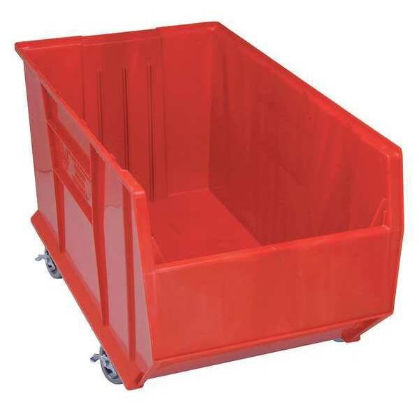 Mobile Storage Bin, Red, Polypropylene, 35 7/8 in L x 19 7/8 in W x 17 1/2 in H