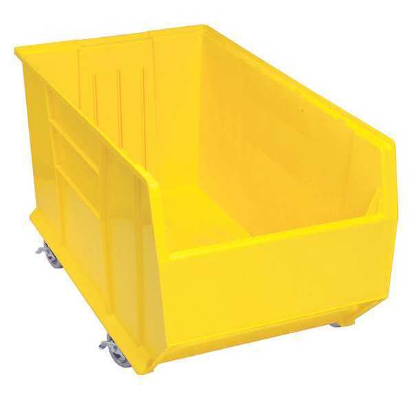 Mobile Storage Bin, Yellow, Polypropylene, 35 7/8 in L x 19 7/8 in W x 17 1/2 in H