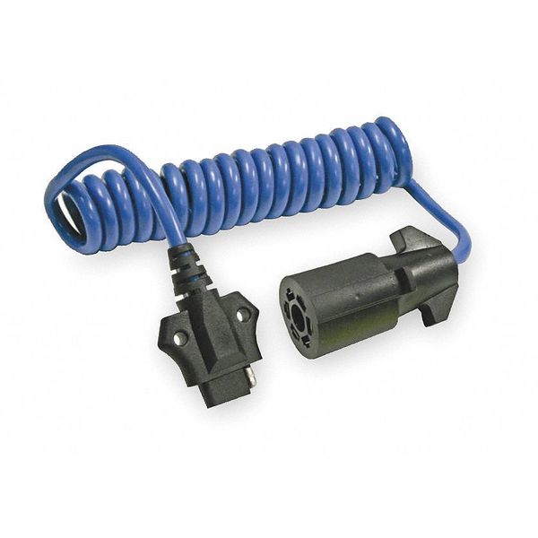 Coiled Adapter, 7-Way Blade To 4-Flat