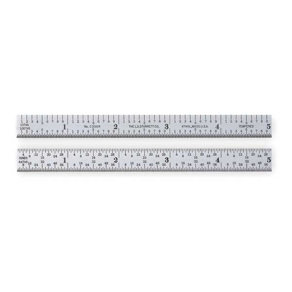 Steel Rule, Flexible, 6 In, 5R Grad