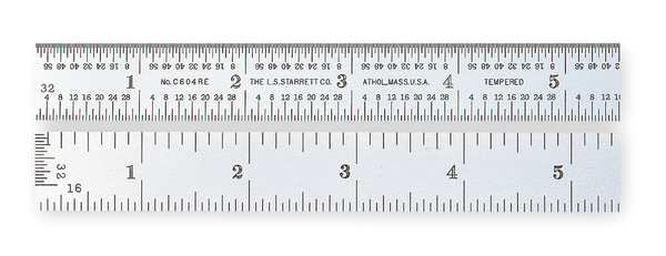 Steel Rule, Semi-Flexible, 6 In, 4R Grad