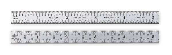 Steel Rule, Flexible, 12 In, 16R Grad