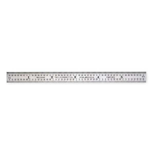 Steel Rule, Spring Tempered, 24 In, 4R Grad