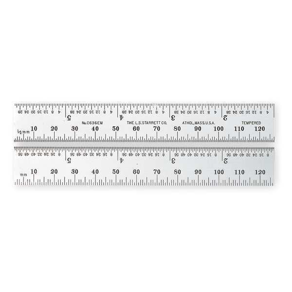 Steel Rule, Spring Tempered, 6 In, Type 36
