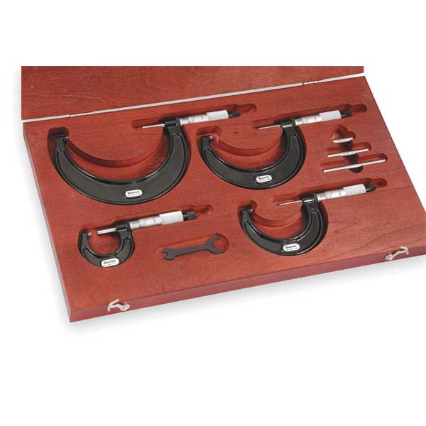 Micrometer Set, 0 to 4 In, 0.0001 In