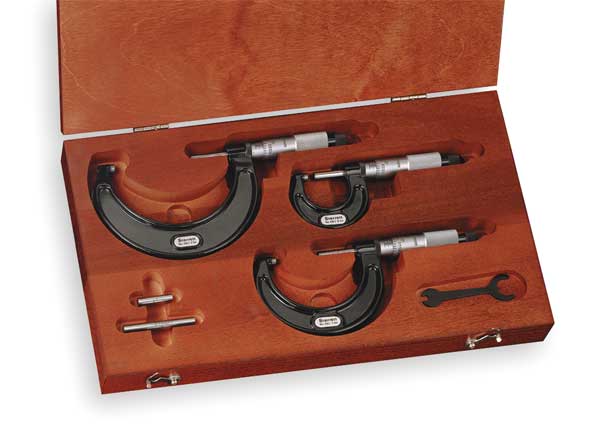 Micrometer Set, 0 to 3 In, 0.0001 In