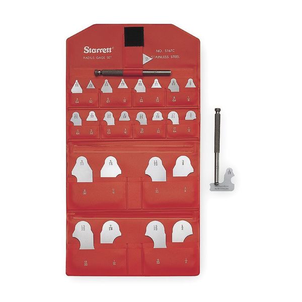 Radius Gage Set, 1/64-1/2 In, 25 Leaves