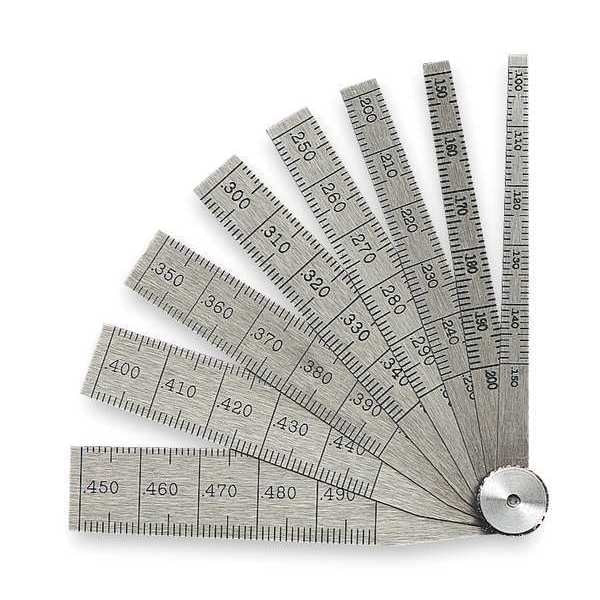 Taper Gage, 0.100-0.500 In, 8 Leaves