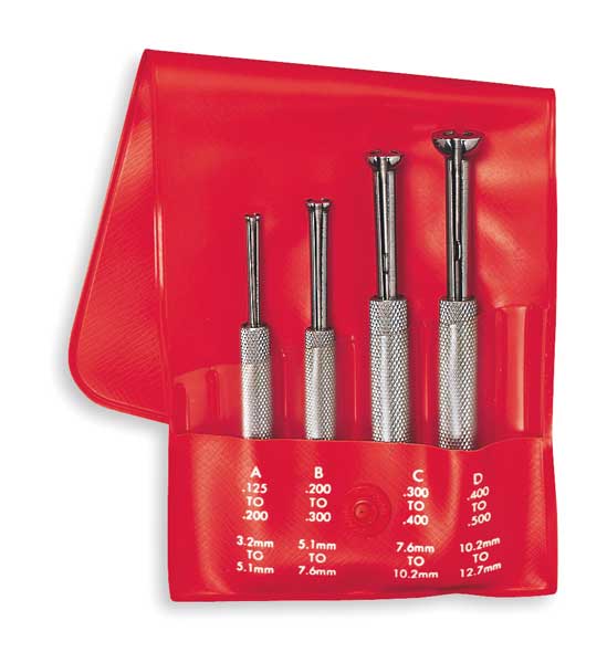 Hole Gage Set, 4 Pc, Half Ball, Case